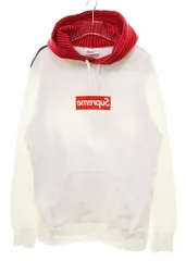 シュプリーム SUPREME × COMME des GARCONS SHIRT 14SS BOX LOGO PULLOVER HOODIE M コム デ ギャルソン シャツ ボックス ロゴ プルオーバー フーディ パーカー ホワイト 白 ☆AA★250707