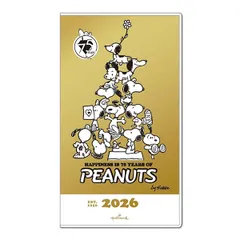 【ネコポス】 2026 ダイアリー 手帳 ホールマーク スリムマンスリーダイアリー YDD-845-773 (HD-17)  ピーナッツ スヌーピー 箔AG・75th ピラミッド 2025年10月～2026年12月 透明カバー