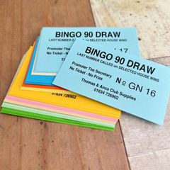 449・A-669 bingo pad　10色×10枚　計100枚　イギリス　ビンゴ　チケット　ジャンクジャーナル　イギリスチケット　ハンドメイド　コラージュ　紙もの　海外紙もの　おすそ分けファイル　交換便　雑記帳　カラフル　タグ　カード