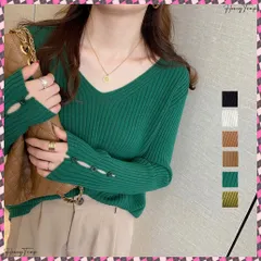 送料無料 リブニットトップス レディースニットソー Vネック ベーシックニット きれいめ インナーニット お洒落 通勤 オフィスカジュアル 長袖トップス 着やせ 韓国春秋冬 タイト 長袖ニット ニットセーター薄手 着回しニット重ね着
