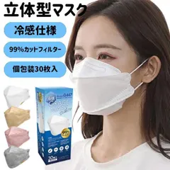 冷感 立体マスク 4層構造 99%カット 個包装 30枚入のサムネイル