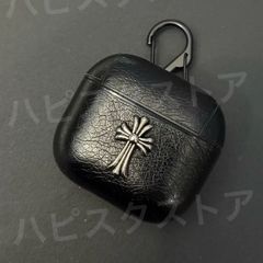 【新品】airpods4ケース　シルバー十字架　合皮レザー　ブラック