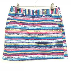 【美品】アディダス スカート マルチカラー  英字総柄 ボーダー調 ストレッチ レディース L/G ゴルフウェア adidas