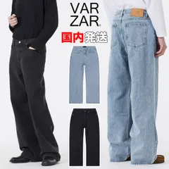 9200000030001 バザール デニムパンツ VARZAR Signature Stud Wide Fit Denim Pants ロゴ ワイド オーバーサイズ ユニセックス 韓国 K-POP 芸能人 アイドル愛用 メンズ レディース 正規品 [衣類]