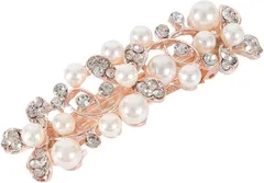 COMFORTIS バレッタ パール 髪飾り 髪留め クリップ フラワー 花 レディース(Gold)