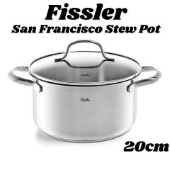 フィスラー(Fissler) 両手鍋 ステンレス サンフランシスコ シチューポット 20cm 耐熱 ガス火/IH対応 無水調理 底面3層構造 オーブン調理 食器洗い機対応