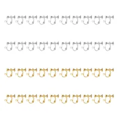 イヤリングパーツ 手芸 手作り用 パーツ イヤリング ネジバネ式 DIY 基礎金具 材料 素材 イヤリング金具 ハンドメイド資材 問屋 (ゴールド+シルバー各20個）