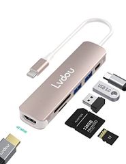 ローズゴールド USB C ハブ 6-in-1 Lvdou USB ハブ Type-C 85W PD充電 4K HDMI USB3.0 Micro SDSDカードリーダー USB-C 交換アダプタ MacBook Pro、MacBook Air 、iPad P