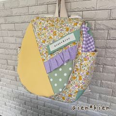 名入れ無料＊ベビーリュック　花柄フリル＊女の子のお祝いに♪一升餅用にも♪ 切替