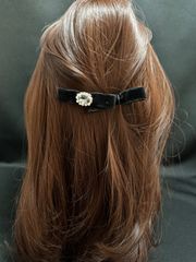 ビジュー付き　ベルベットリボン　ヘアピン