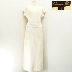 美品 ドゥロワー Drawer シルク混 リブ ギャザー ニットワンピース 美品 ドゥロワー Drawer シルク混 リブ ギャザー ニットワンピース