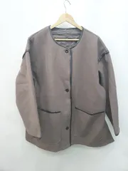 ◇ Aunt Marie's アントマリーズ ノーカラー パイピング 長袖 ブルゾン ジャンパー サイズF ブラウン系 レディース P  【1403110019815】のサムネイル