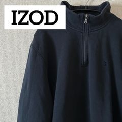 IZOD ハーフジップ ワンポイント ロゴ 刺繍 スウェット BLACK XXL