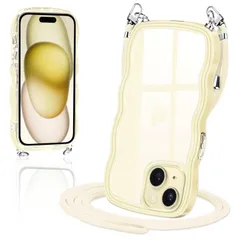 【特売】iPhone15 ケース クリア ショルダー カバー いPhone 15 スマホケース 創意 個性 肩掛け 首掛け 斜めかけケース 可愛い かわいい 韓国 透明 TPU 薄型 耐衝撃 アイフォン15(イエロー)