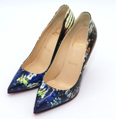 Christian Louboutin クリスチャンルブタン パテントレザー パンプス レディース 35 ネイビー マーブル イタリア製
