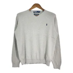 Polo by Ralph Lauren ポロ ラルフローレン Vネック コットン ニット セーター ライトグレー (メンズ M) 中古 古着 T2111