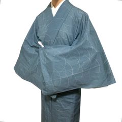 R-1335　着物　夏物　小紋　絽　ポリエステル100％　レディース　裄65センチ