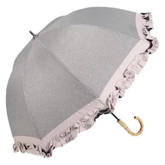 Refume レフューム フリル 日傘 長傘 完全遮光 晴雨兼用 グレー ベージュ REFU-0009 1