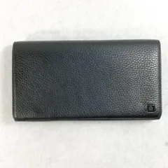 【中古】ダンヒル YORKヨーク ミニオーガナイザー 二つ折り長財布 ブラック×レザー L2R445A