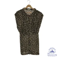 ☆美品☆ FRAY I.D フレイアイディー ワンピース ミニ フレンチスリーブ 襟付き 総柄 タックワンピ きれいめ レディース レオパード １ 日本製 901-16422 送料無料 古着