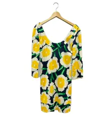 美品 ダイアンフォンファステンバーグ シルク花柄長袖ワンピース レディース SIZE 2 (M) DIANE VON FURSTENBERG