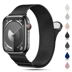 CAERMA コンパチブル アップルウォッチ バンド 38mm 40mm 41mm 42mm 44mm 45mm 46mm 49mm コンパチブル Apple Watch バンド ステンレス留め金製 男女兼用 長さ調節 強力な磁 通気 メッシュ ベルト コンパ