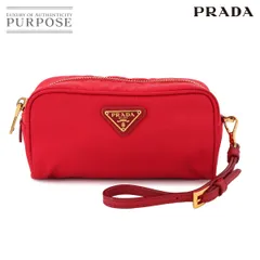 プラダ PRADA ポーチ ナイロン サフィアーノレザー レッド 1NE175 ゴールド 金具 Pouch 90292610