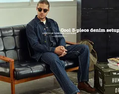 ★豪華 レトロヴィンテージ 50’s ストライプデニム 3ピース セットアップ 新品 サイズS～XL メンズ 大きいサイズあり★MZO387