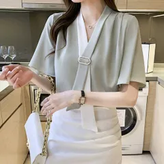 ☆ ライトグリーン ☆ M ☆ ブラウス トップス レディース 半袖 夏 おしゃれ bls9865 レディース 半袖 ブラウス シャツ トップス プル オーバー フリル袖 可愛い おしゃれ きれいめ 通勤 通学 夏 涼しい お出かけ 大人 上品 ゆったり