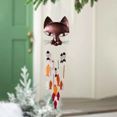 インテリア雑貨 ネコ ウインドウチャイム 風鈴 可愛い おしゃれ 猫 魚 金属 お洒落 動物 アニマル 玄関 アジアン 屋外 かわいい 魔除 厄除け ヒーリング 癒し プレゼント ギフト 母の日 父の日 軽量 屋内 防犯 風水 ドアベル ドアチャイム オシャレ