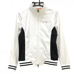 【超美品】プーマ 2WAYブルゾン 白×黒 ダイヤ柄総柄 メッシュ裏地  レディース M ゴルフウェア PUMA