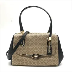 美品 COACH コーチ マディソン オプアート 2WAY ハンド ショルダー バッグ ブラック ベージュ レディース ブランド カバン a9617