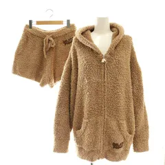 ジェラートピケ gelato pique 上下 セットアップ あつまれどうぶつの森キャラクターパーカー ジャケット ショートパンツ ルームウェア 部屋着 F 茶 ブラウン /NR ■OS