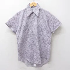 M/古着 半袖 シャツ メンズ 70s 総柄 紫 パープル 24jun11 中古 トップス