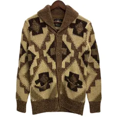 ダブルアールエル RRL ハンドニット リネンブレンド ショールカラー カーディガン セーター ブラウン XSサイズ 201MT-4231 VB