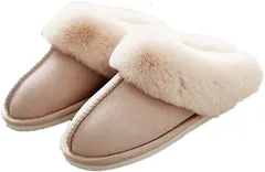 S&E スリッパ ファー ルームシューズ 滑り止め あったか かわいい おしゃれ ふわふわ 無地 もこもこ small( ベージュ,  S)