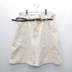 ◇ ◎ one after another NICE CLAUP ひざ丈 台形 スカート サイズF ベージュ系 レディース E  【1407180035843】