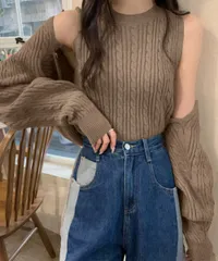 ニットカーディガン タンクトップ セット