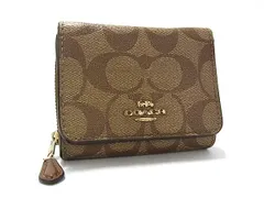 COACH コーチ F40302 シグネチャー 三つ折り PVC 財布 ウォレット レディース ブラウン系 DJ8771