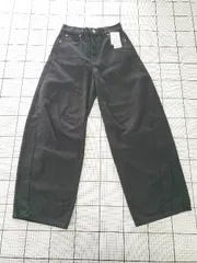 ◇ Θ 未使用 moment+ モーメントプラス タグ付き カーブ デニム パンツ サイズL ブラック レディース E  【1507160011314】
