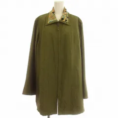 レオナール LEONARD シルク ジップアップ 中綿 ジャケット ハーフ コート ペイズリー柄 11 L相当 カーキ /☆Gのサムネイル