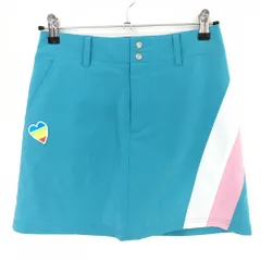 【超美品】ルコック スカート ライトブルー×白 ハート 内側インナーパンツ レディース 7(S) ゴルフウェア le coq sportif