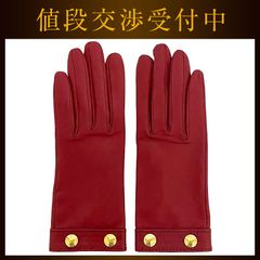エルメス 手袋 レッド ゴールド セリエ 美品 グローブ レザー ラムスキン