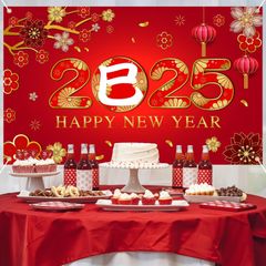 【新品未開封】 玄関 背景 Year New Happy デコレーション 装飾 多機能 窓 インテリア 壁 バナー 壁掛け 布ポスター 飾り 新年 2025 お店 お正月 タペストリー Paready
