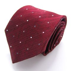 コムサメン ブランド ネクタイ ストライプ柄 ドット ヘリンボーン柄 シルク 日本製 PO メンズ ワインレッド COMME CA MEN 【中古】のサムネイル