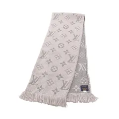 ルイ・ヴィトン LOUIS VUITTON マフラー エシャルプ ロゴマニア M74742 グレー ウール シルク エシャルプ・ロゴマニア マフラー レディース Used A