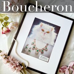 ＜1983 広告＞ Boucheron ブシュロン 白猫 ポスター ヴィンテージ アートポスター フレーム付き　猫グッズ  インテリア モダン おしゃれ かわいい 壁掛け  ポップ レトロ