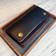 【トラッカーウォレット ロング】3層 ブラック 北米 茶芯 ゴールド universal