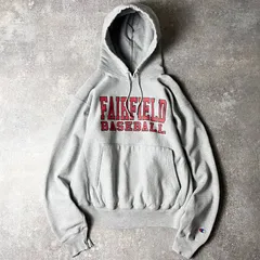 00s Champion 2段 カレッジ プリント プレミアム リバースウィーブ スウェット フード パーカー M / 00年代 オールド チャンピオン グレー