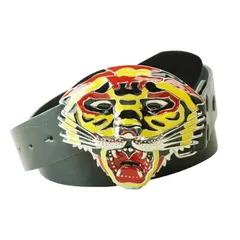 虎　タイガー　トラ　バックル付き レザー ベルト Y2K スタジャン ベトジャン でかバックル ブリンブリン ラップT アニマル 動物 革 ギャングスタ ローライダー TATOO アメトラ ストリート